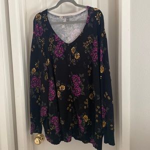Dark floral cardigan light to medium weight gently used